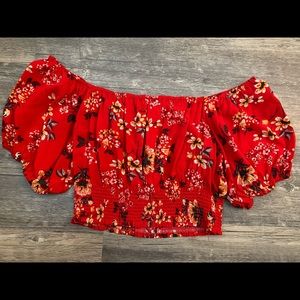 Floral Off the Shoulder Crop Top